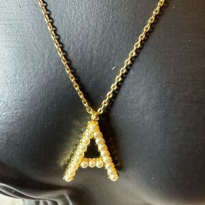 Gold Pearl Initial Necklace